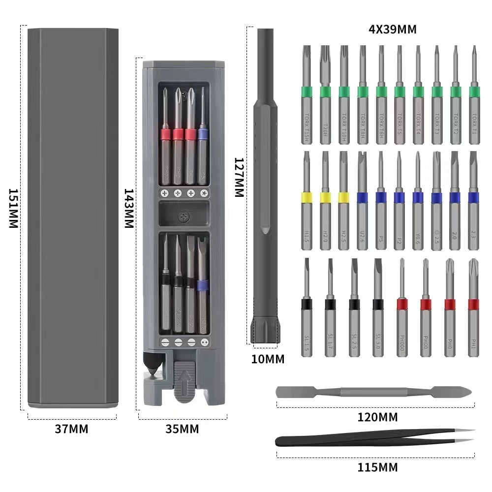 Magnetic Screwdriver Set With 28 Bits (31 In 1)