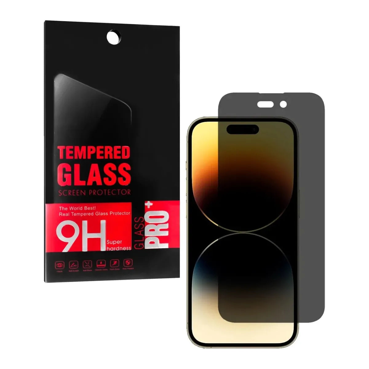 Privacy Tempered Glass for iP 14 Pro (2.5D / 10 Pieces)