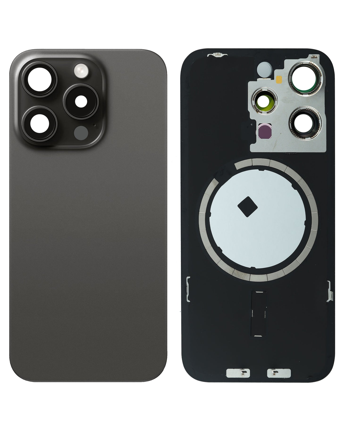 Replacement For iP 15 Pro Back Glass Panel With Magsafe Magnet-Black Titanium (NO LOGO)