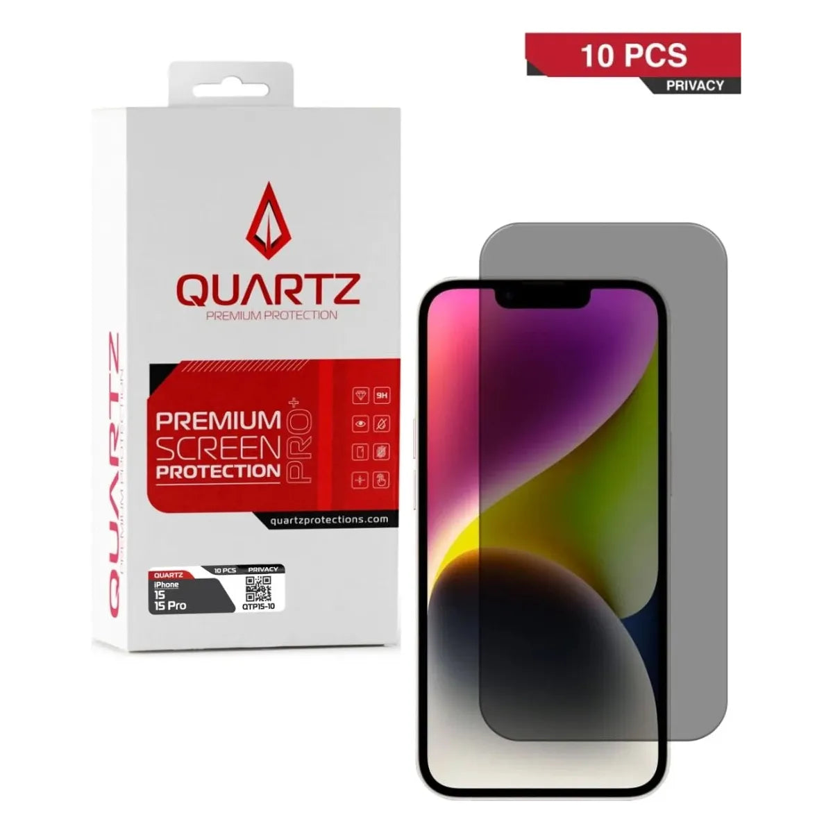 Privacy Tempered Glass for iP 16 / 15 / 15 Pro (Pack of 10)