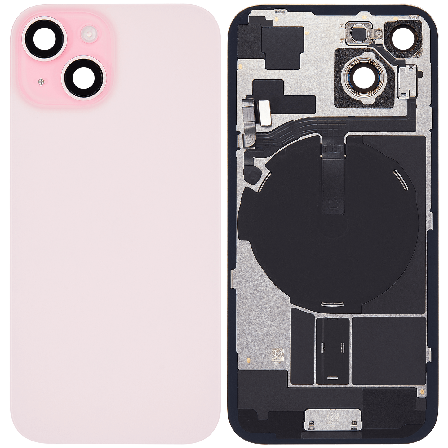Back Glass With Steel Plate Compatible For iPhone 15 (Pink) (NO LOGO)
