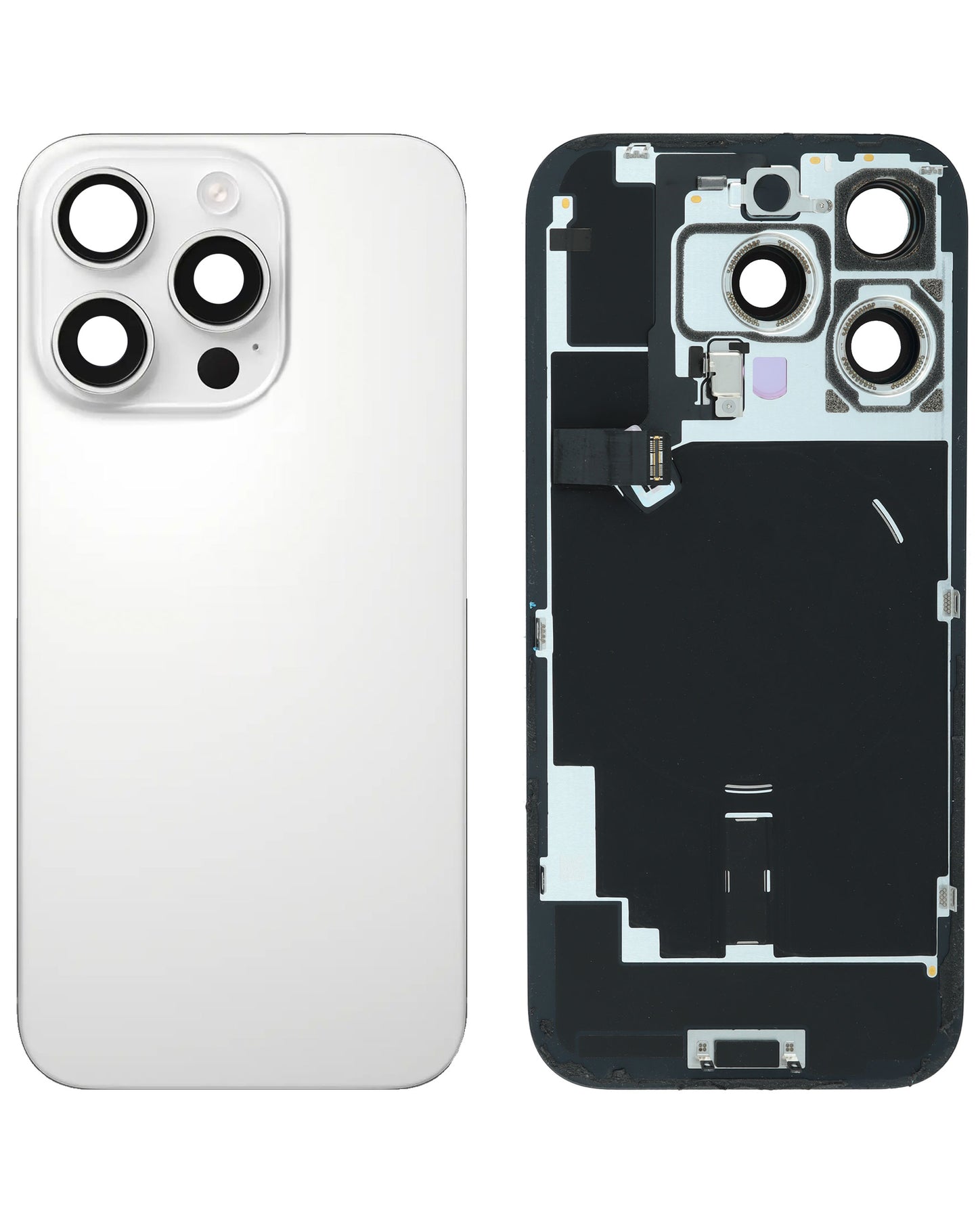 Replacement For iPhone 16 Pro Back Glass Panel With Magsafe Magnet- White titanium (NO LOGO)