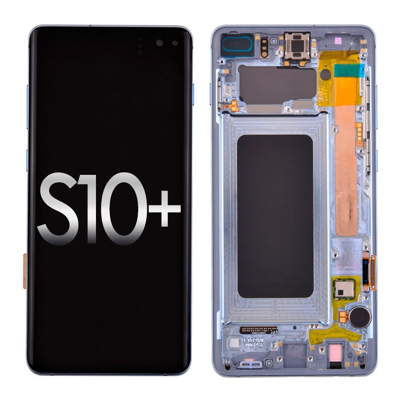Oled Screen Digitizer With Frame Replacement For Samsung Galaxy S10 Plus G975 (Premium) - Prism Blue