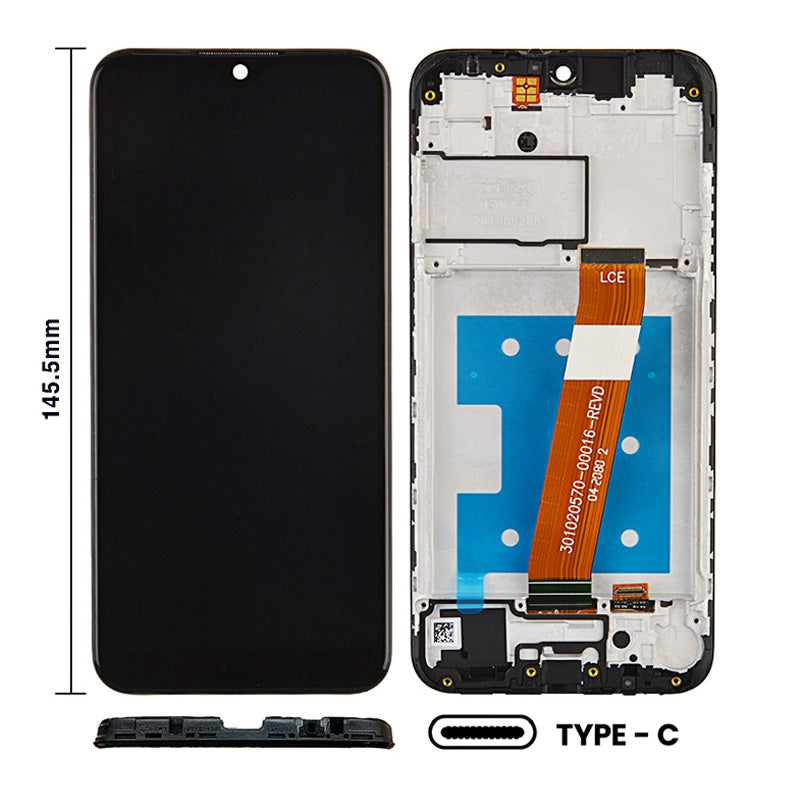 Samsung Galaxy A01(2019) A015(Narrow FPC Connector) LCD Screen Digitizer Assembly with Frame (for USVersion) (Size 145.5mm) - Black