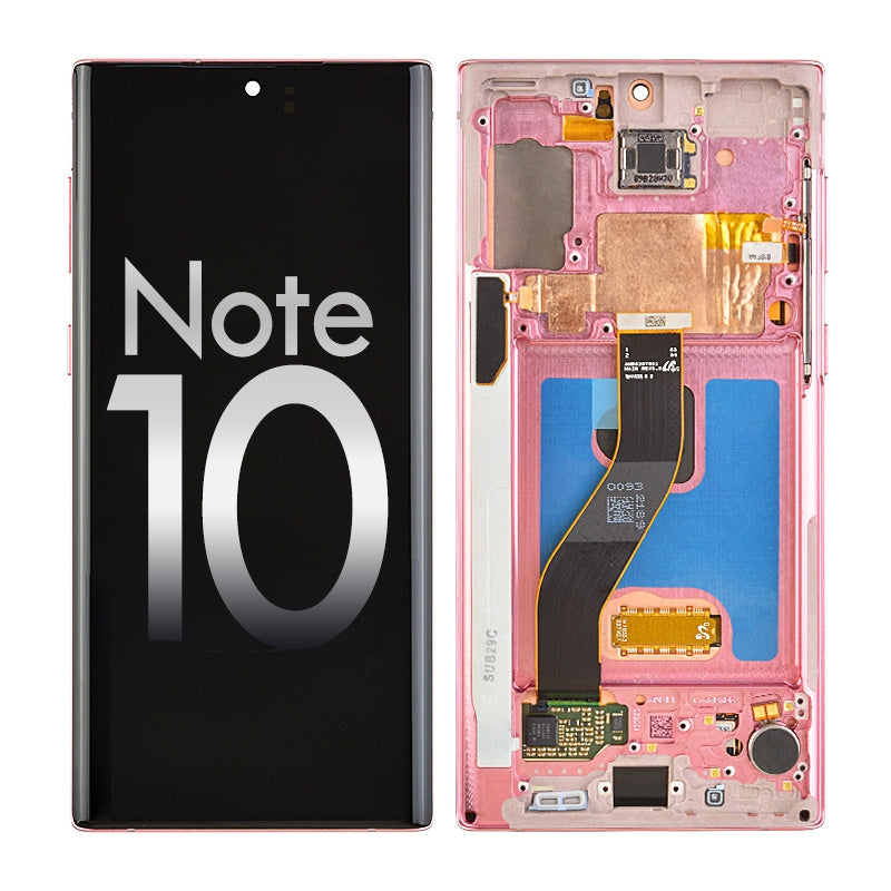 OLED Screen Digitizer with Frame Replacement for Samsung Galaxy Note 10 N970 (Premium) - Aura Pink