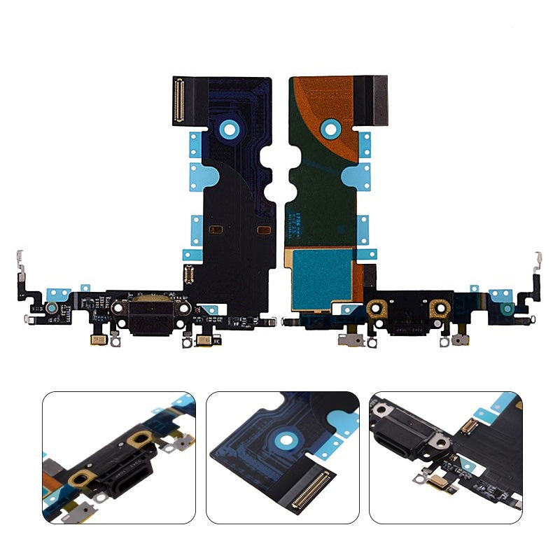 Charging Port with Flex Cable and Mic for iP 8/ SE (2020)(High Quality) - Black