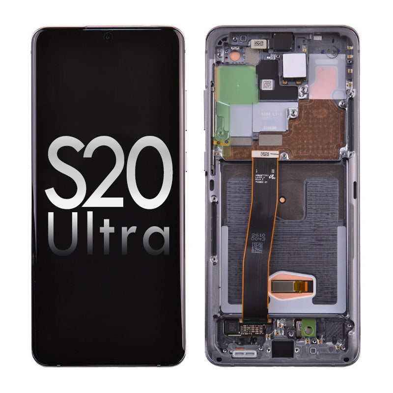 Oled Screen Digitizer With Frame Replacement For Samsung Galaxy S20 Ultra - Cosmic Gray
