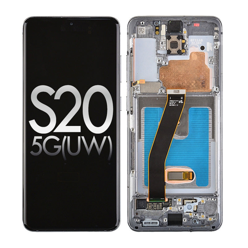 Oled Screen Digitizer Assembly With Frame For Samsung Galaxy S20 5G Uw G981V - Cosmic Gray
