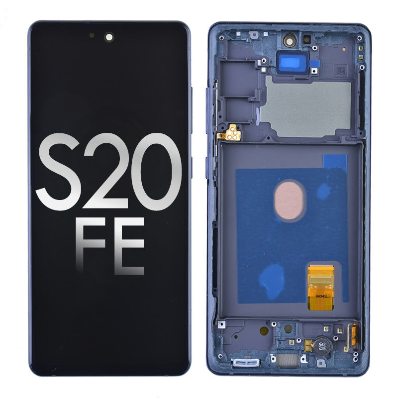 Oled Screen Digitizer Assembly With Frame For Samsung Galaxy S20 Fe G780 (Premium) - Cloud Navy