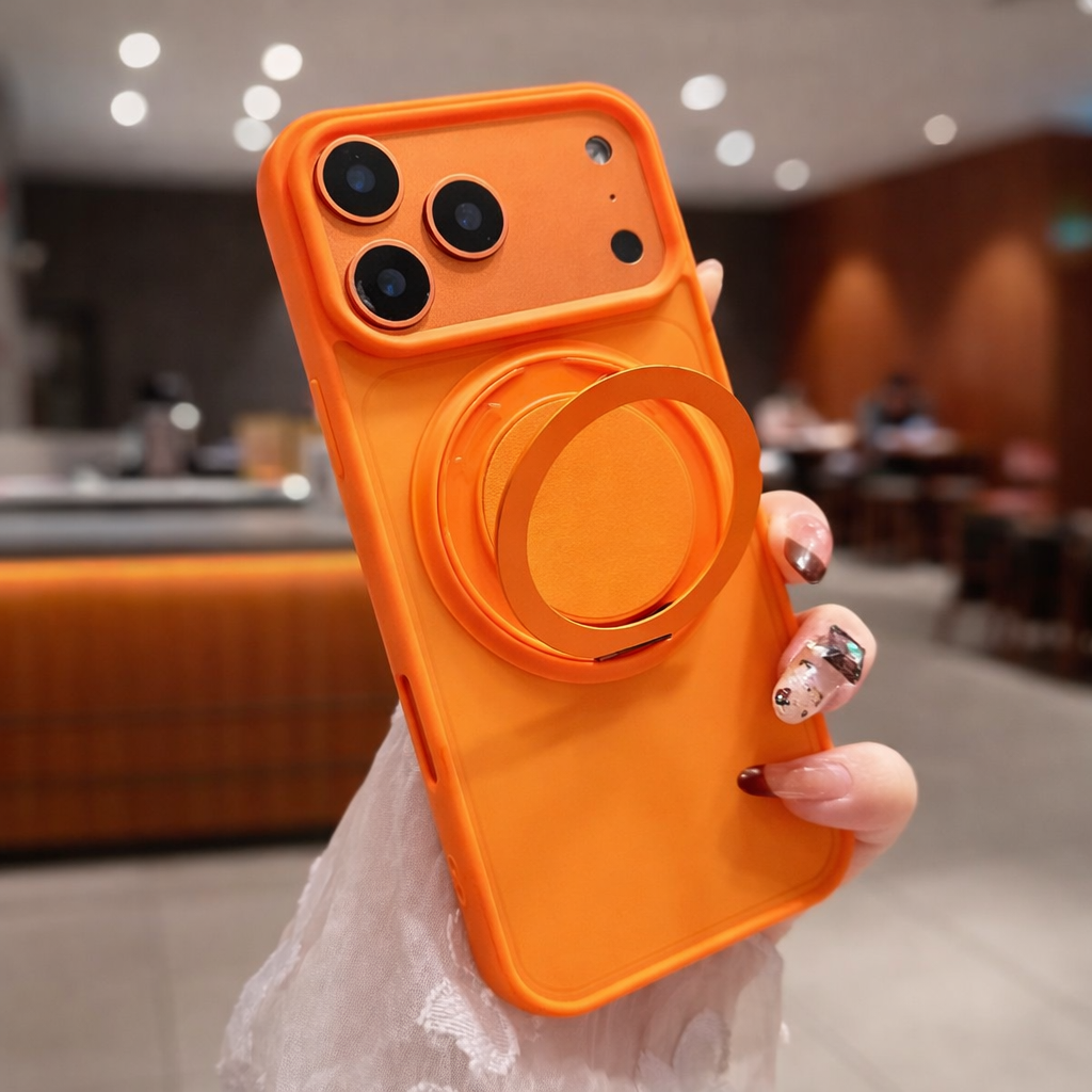 iPhone 17 Pro/18 Pro 360 Rotating Matte Magnetic Case | Orange