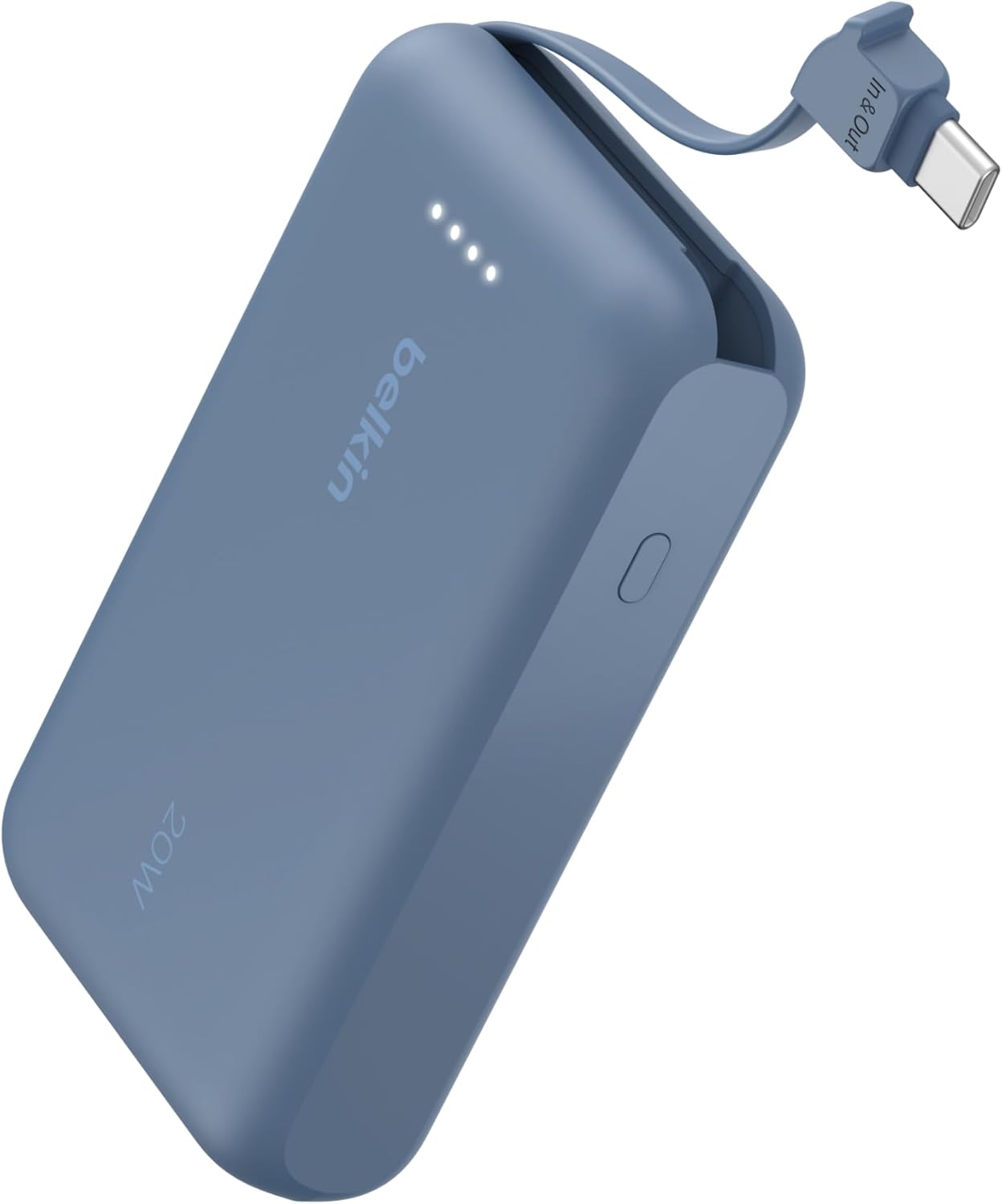Belkin Power Bank, Portable Power Bank with Integrated Cable 10K PD 20W - Fast Charge USB-C
