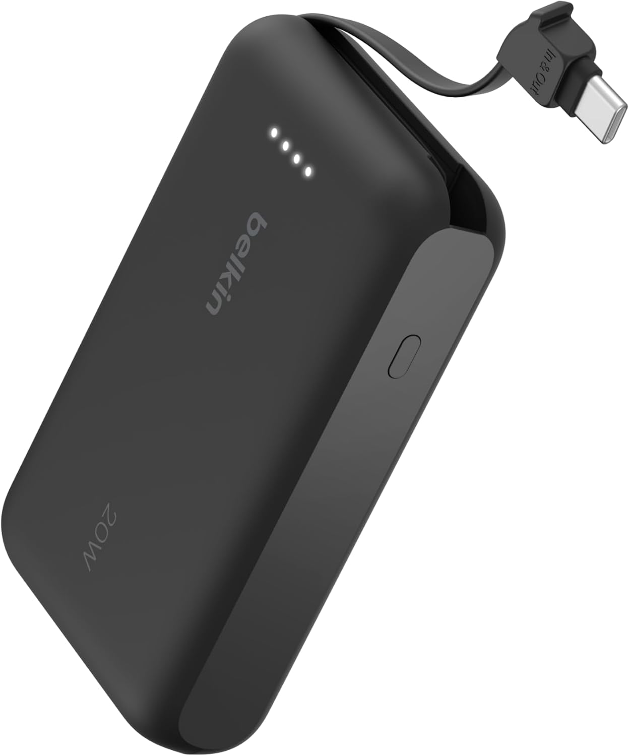 Belkin Power Bank, Portable Power Bank with Integrated Cable 10K PD 20W - Fast Charge USB-C