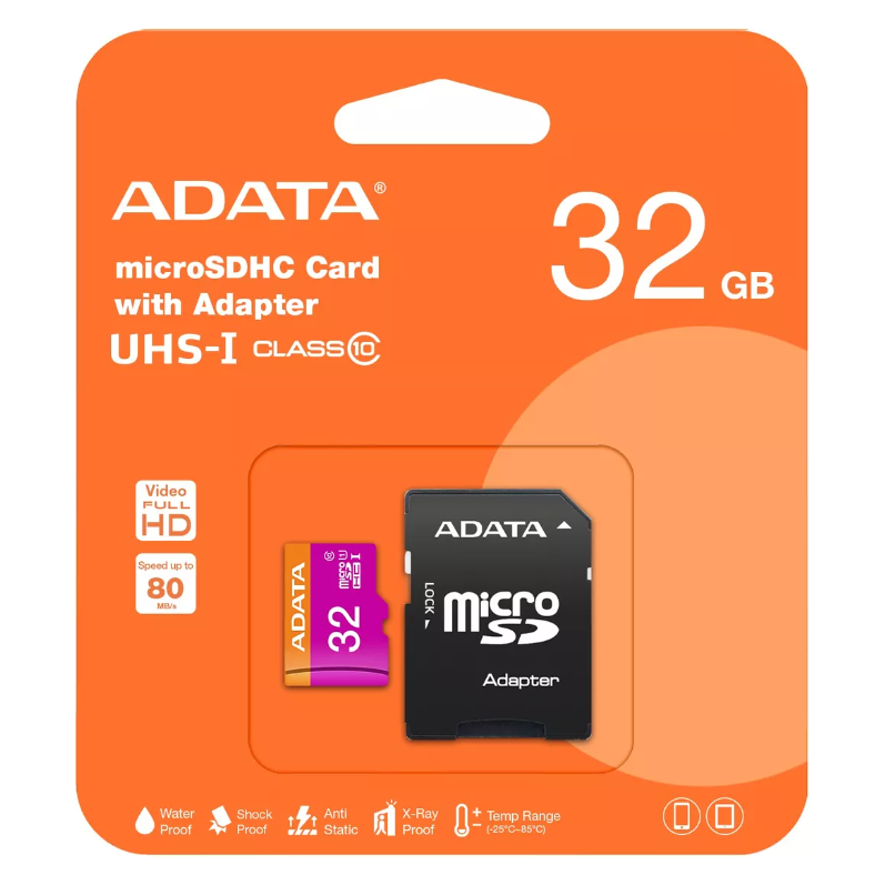 ADATA MicroSD Card With Adapter Class 10 32GB