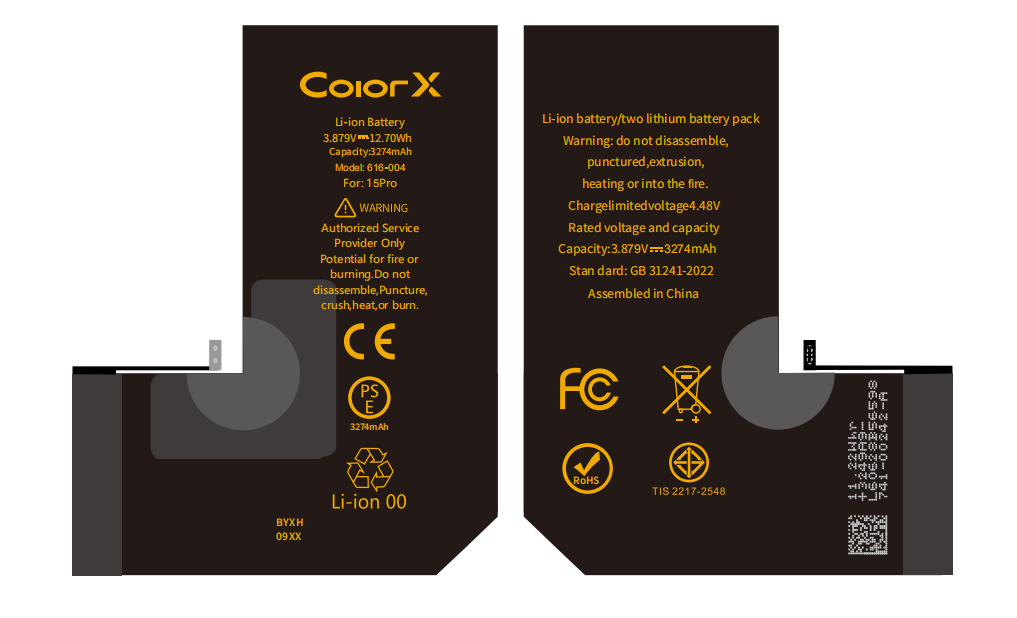 Replacement Battery for iPhone 15 Pro (No Pop Up Window)