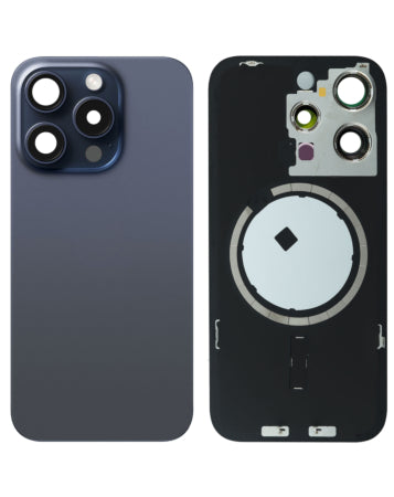 Replacement For iP 15 Pro Back Glass Panel With Magsafe Magnet-Blue Titanium (NO LOGO)