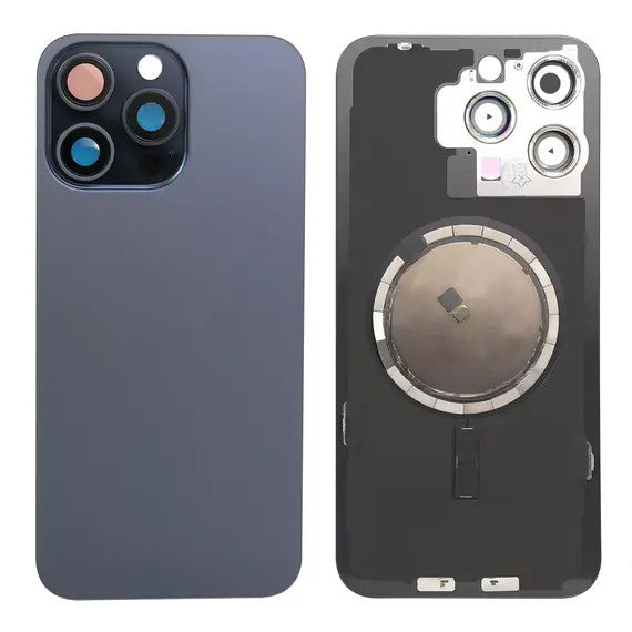 Replacement For iP 15 Pro Max Back Glass Panel With Magsafe Magnet-Blue Titanium (NO LOGO)