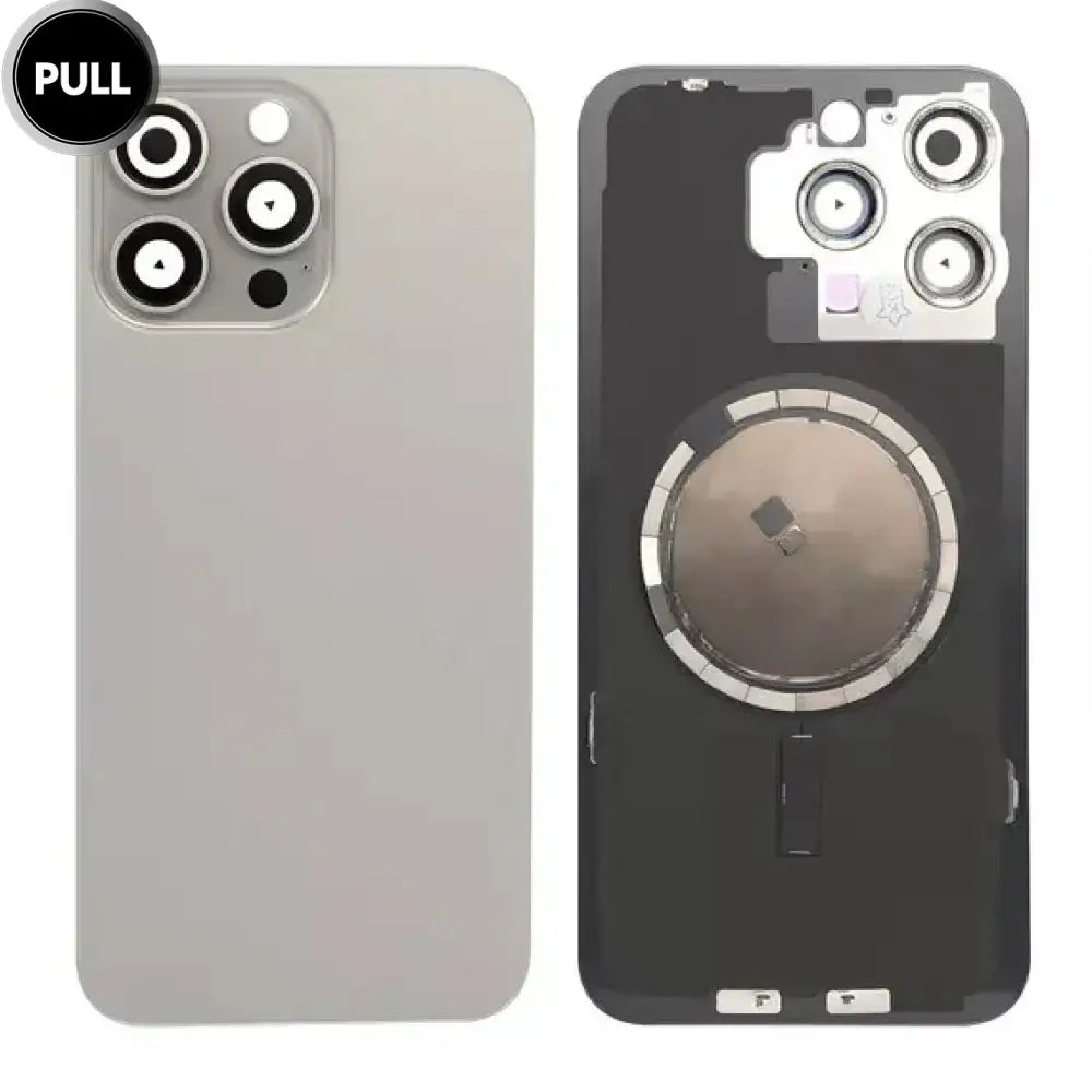 iPhone 15 Pro Max Back Glass (NATURAL) (OEM Pull A Grade) with Wireless NFC Charging Flex and MagSafe Magnet