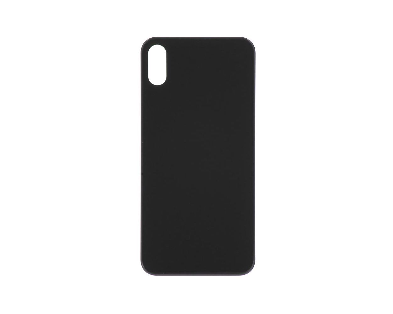 (Big Hole) Glass Back Cover for iPhone X (No Logo) (black)