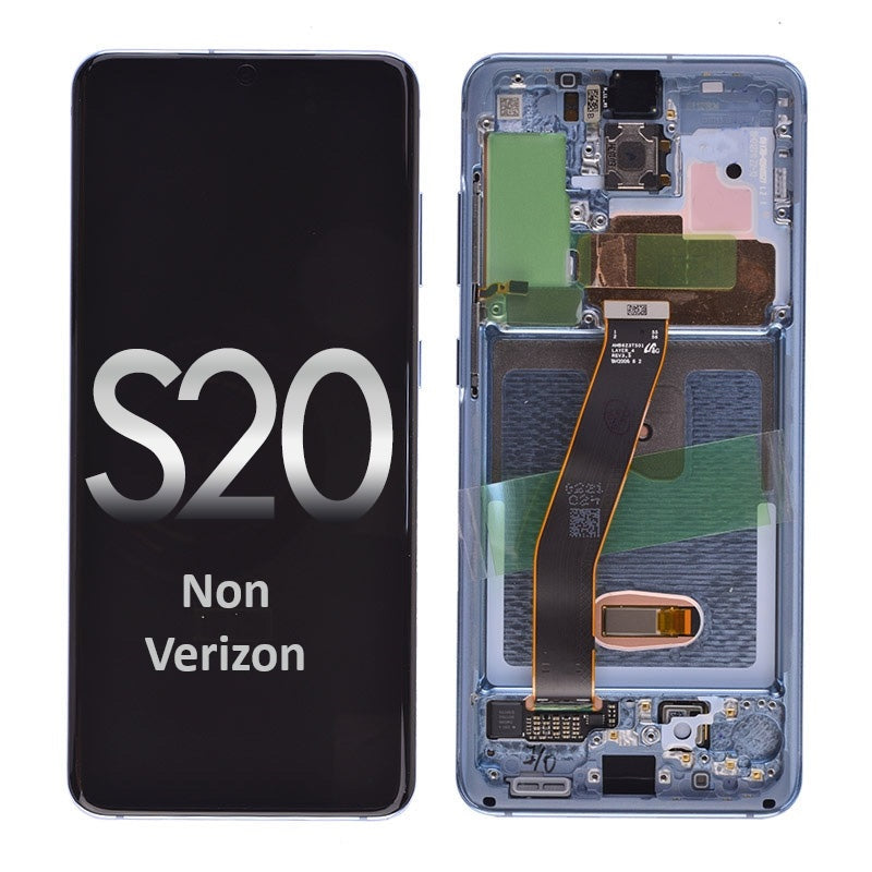 OLED Screen Digitizer with Frame Replacement for Samsung Galaxy S20 G980/ S20 5G G981 (Premium) - Cloud Blue (Excluding Verizon)