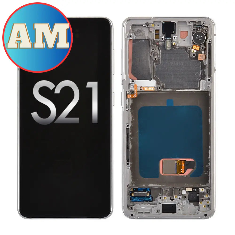 Oled Screen Digitizer Assembly With Frame For Samsung Galaxy S21 5G G991 (Premium) - Phantom White