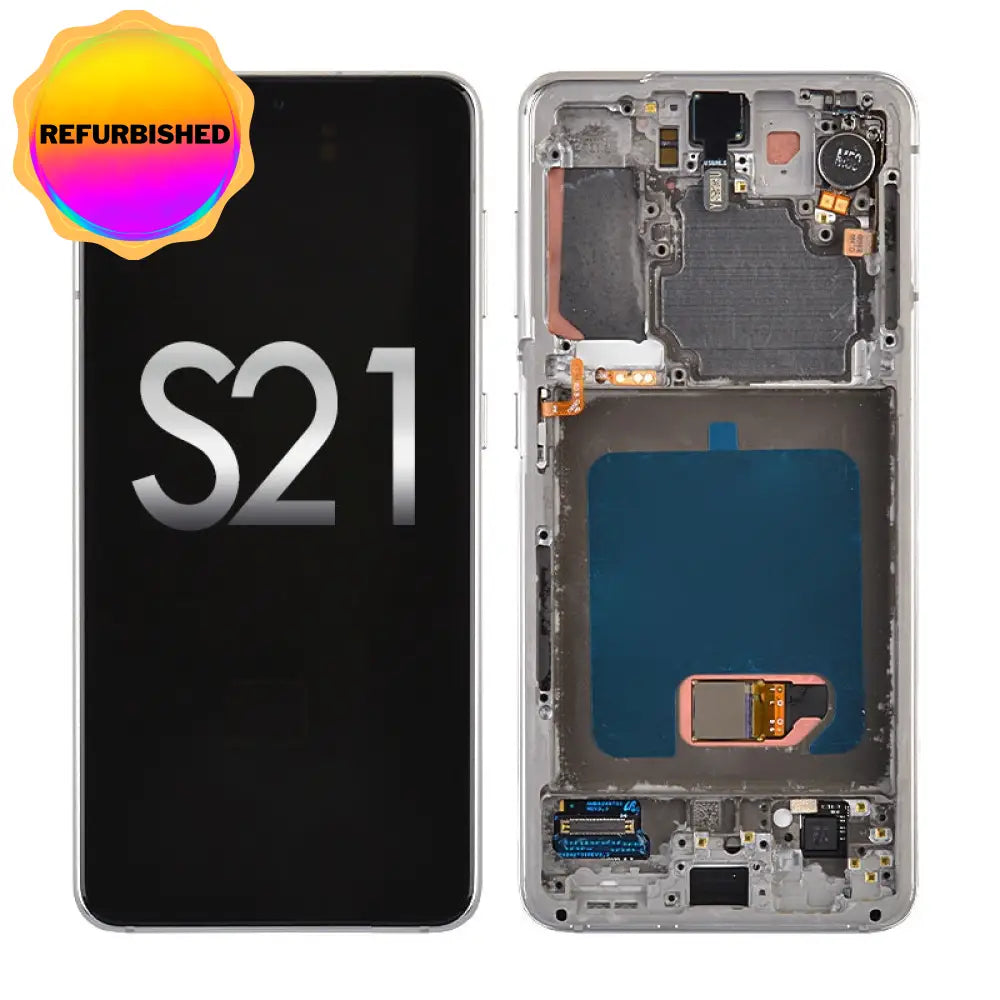 Oled Screen Digitizer Assembly With Frame For Samsung Galaxy S21 5G G991 (Premium) - Phantom White