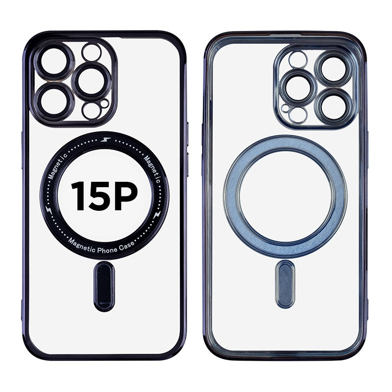 Magnetic Soft Phone Case for iPhone 15 Pro - Silver