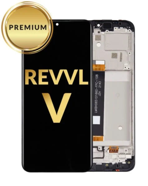 T-Mobile Revvl V LCD Assembly w/Frame (BLACK) (Refurbished)