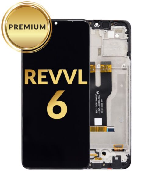T-Mobile Revvl 6 LCD Assembly w/Frame (BLACK) (Premium/Refurbished)