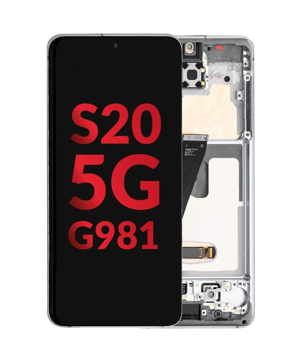 OLED Assembly with Frame for Galaxy S20 (G980 / G981) (Verizon UW) (COSMIC GRAY) (Aftermarket OLED)
