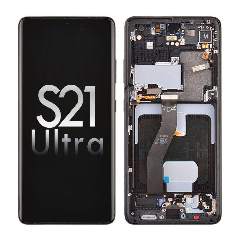 Oled Screen Digitizer Assembly With Frame For Samsung Galaxy S21 Ultra 5G G998 - Black