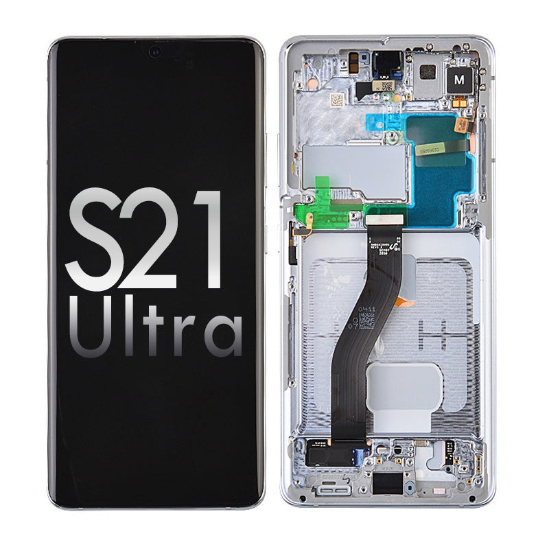 Oled Screen Digitizer Assembly With Frame For Samsung Galaxy S21 Ultra 5G G998 (Premium) - Phantom