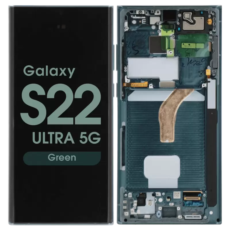 OLED SCREEN DIGITIZER WITH FRAME REPLACEMENT FOR SAMSUNG GALAXY S22 ULTRA 5G S908 (AFTERMARKET) -GREEN