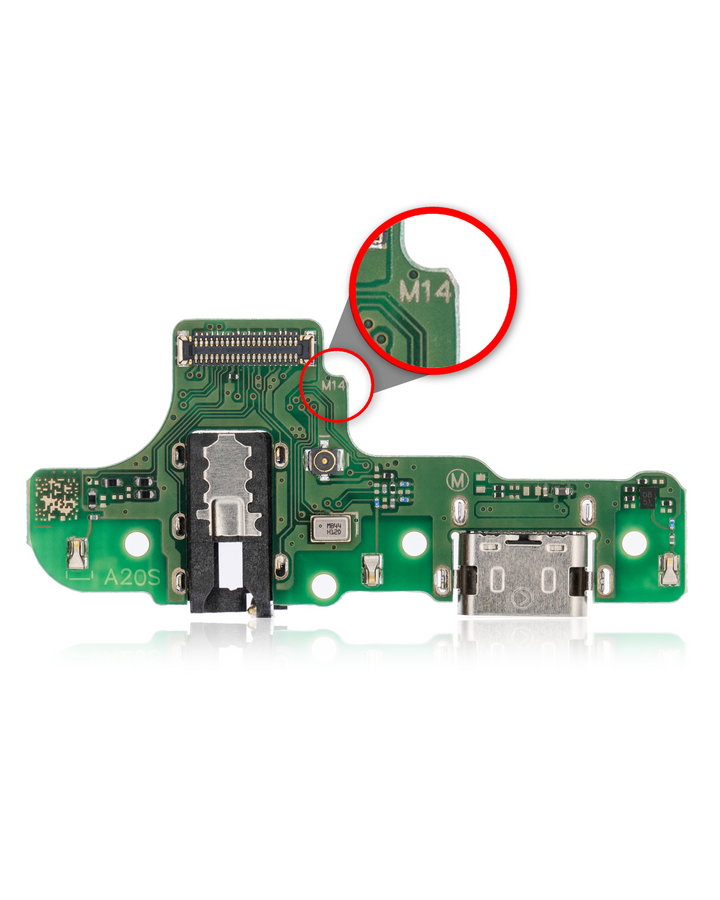 CHARGING PORT WITH BOARD COMPATIBLE FOR SAMSUNG GALAXY A20S (A207M / 2019) (BOARD # M14) (AFTERMARKET PLUS)