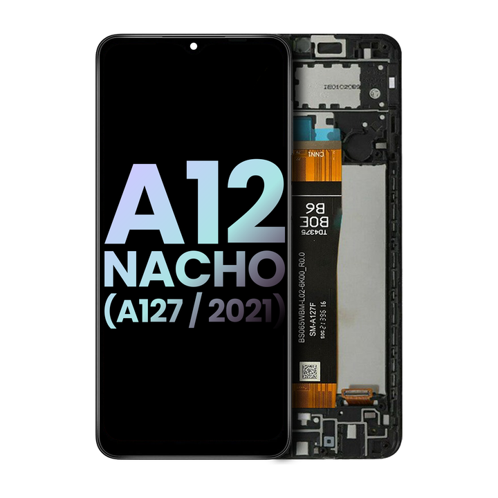 LCD ASSEMBLY WITH FRAME COMPATIBLE FOR SAMSUNG GALAXY A12 NACHO (A127 / 2021) (SERVICE PACK) (BLACK)