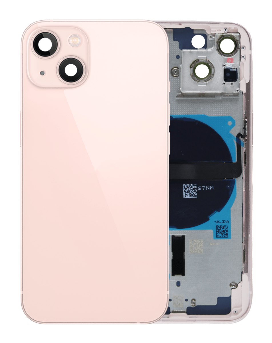 Back Housing Frame with Small Components Pre-Installed for iPhone 13 (NO LOGO) (US Version) (PINK)