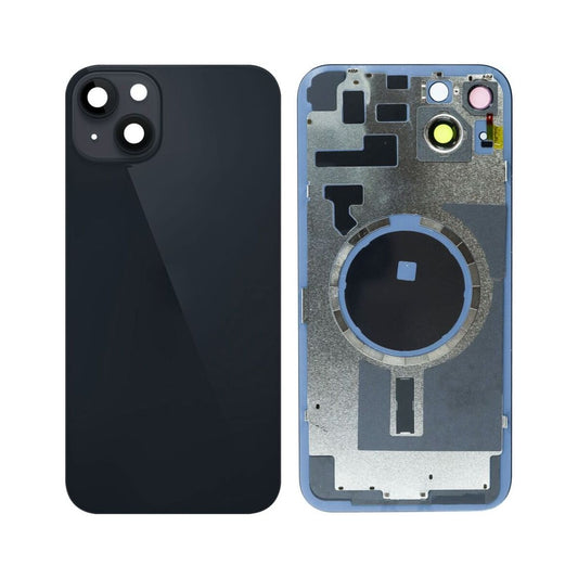 iP 14 Plus Back Glass w/ Frame & MagSafe Magnet (NO LOGO) (BLACK)