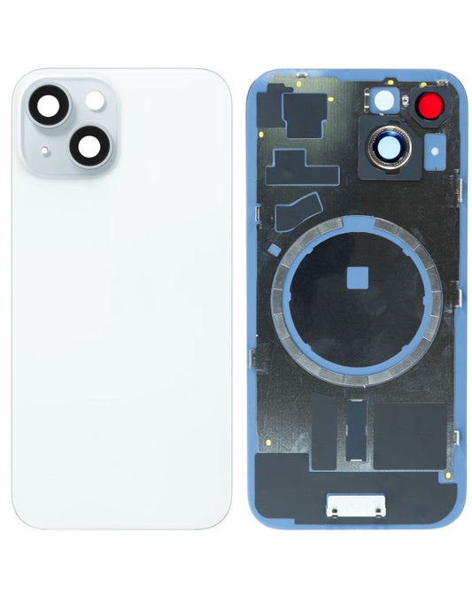 Back Glass With Steel Plate Compatible For iPhone 15 (Blue) (NO LOGO)
