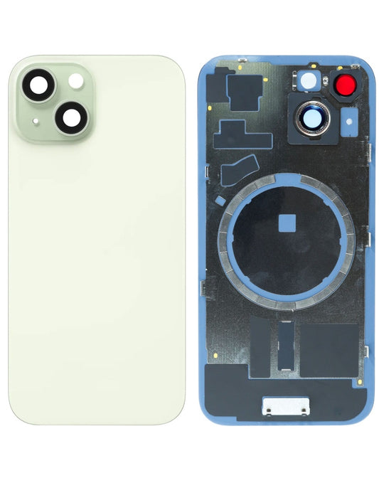 Back Glass With Steel Plate Compatible For iPhone 15 (Green) (NO LOGO)