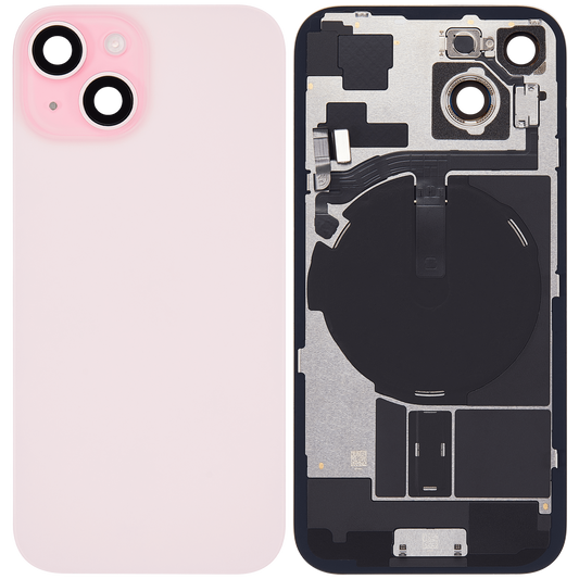 Back Glass With Steel Plate Compatible For iP 15 (Pink) (NO LOGO)