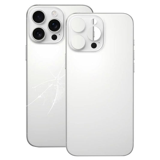 Replacement For iP 16 Pro Max Back Glass Panel With Magsafe Magnet-White Titanium (NO LOGO)
