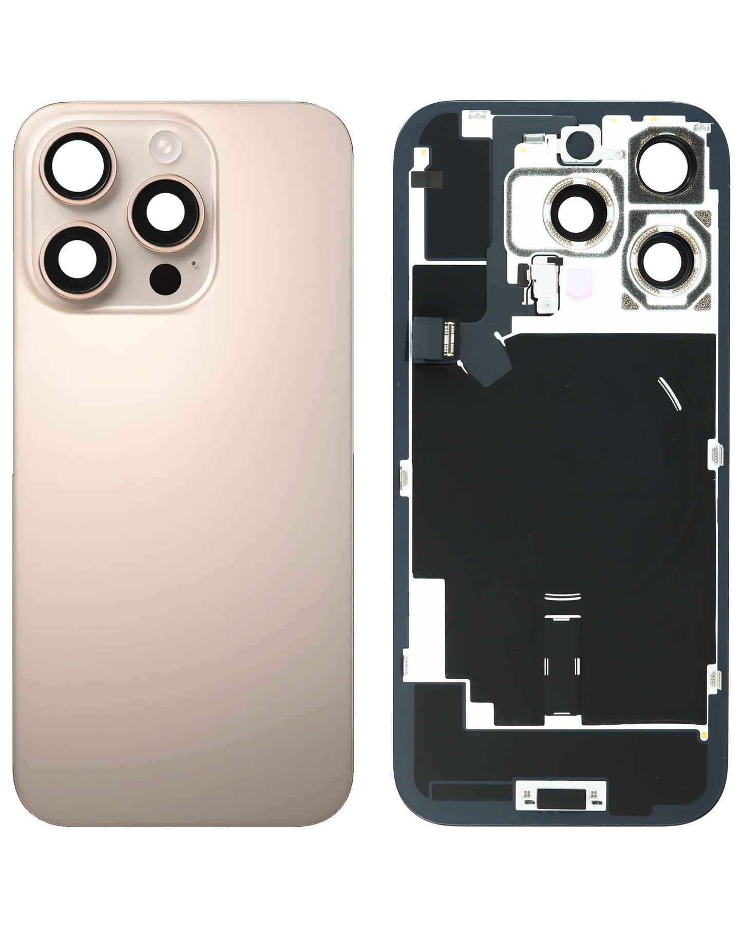 Back Glass with Frame and MagSafe Magnet for iPhone 16 Pro (DESERT TITANIUM) (OEM)