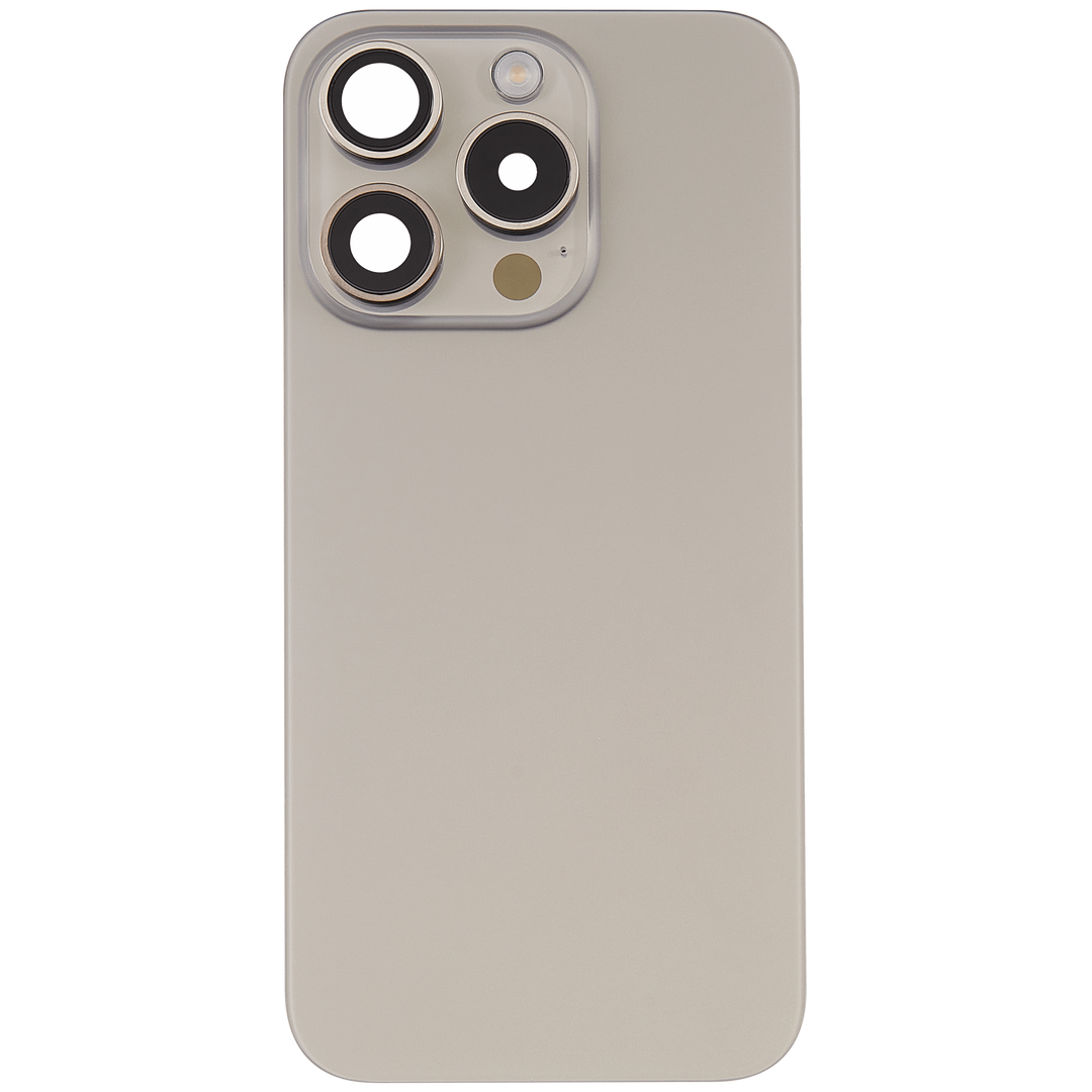 Back Glass With Steel Plate Compatible For iPhone 15 Pro (Natural Titanium)