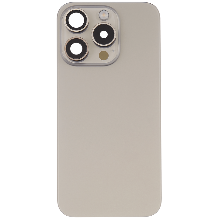 Back Glass With Steel Plate Compatible For iPhone 15 Pro (Natural Titanium)
