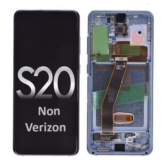 OLED Screen Digitizer with Frame Replacement for Samsung Galaxy S20 G980/ S20 5G G981 (Aftermarket) - Cloud Blue (Excluding Verizon)