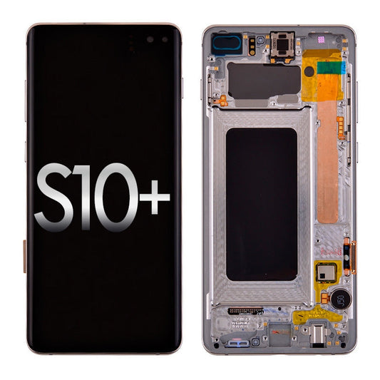Oled Screen Digitizer With Frame Replacement For Samsung Galaxy S10 Plus G975 (Premium) - Silver