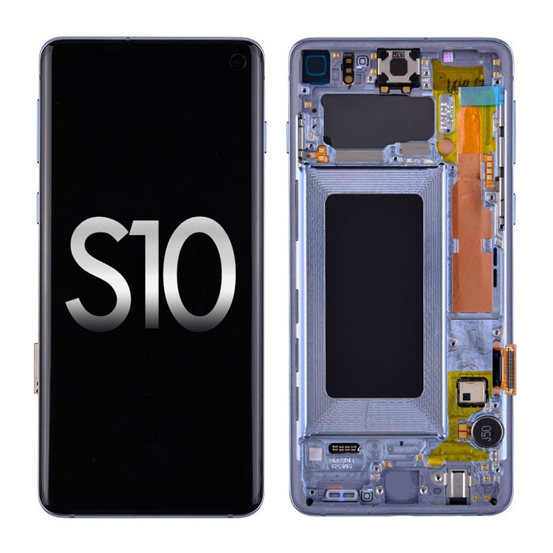 Oled Screen Digitizer With Frame Replacement For Samsung Galaxy S10 G973 (Premium) - Prism Blue