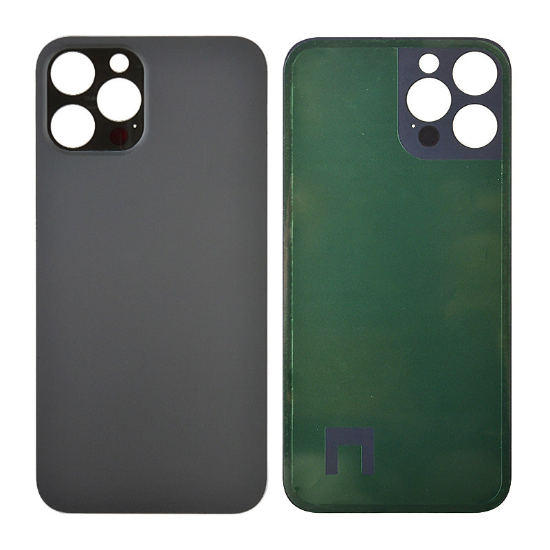Back Glass Cover with Adhesive for iP 12 Pro Max (NO LOGO)  - Graphite (Big Hole)