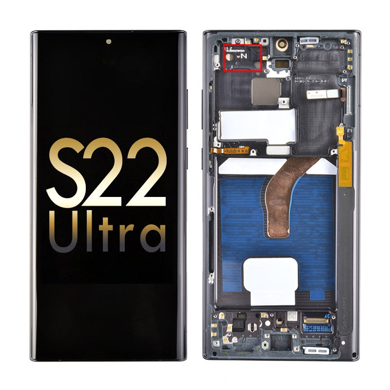 Oled Screen Digitizer Assembly With Frame For Samsung Galaxy S22 Ultra 5G( Us