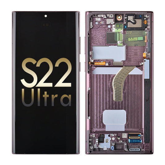 Oled Screen Digitizer Assembly With Frame For Samsung Galaxy S22 Ultra 5G (Us Version) - Burgundy