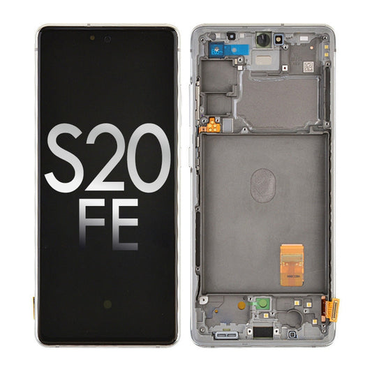 Oled Screen Digitizer Assembly With Frame For Samsung Galaxy S20 Fe G780 (Premium) - Cloud White